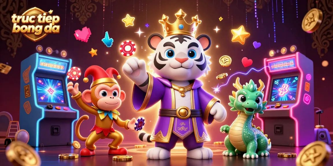 Experience truc tiep bong da with vibrant characters and dynamic casino-themed elements in this lively illustration.