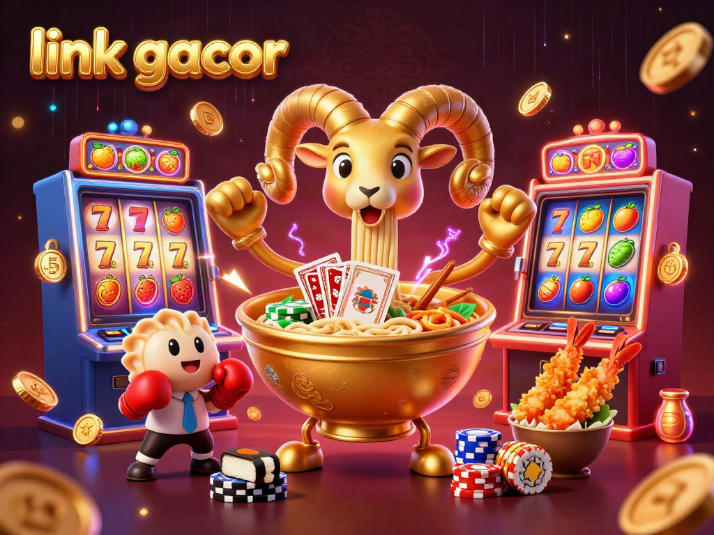 Engage with link gacor in a vibrant slot-themed showdown, featuring lively characters and game elements.