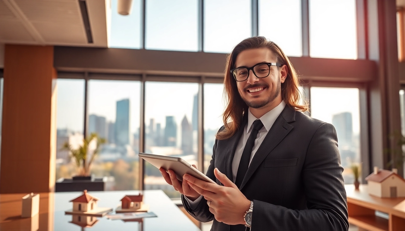 Immobilienmakler Frankfurt Dornbusch präsentiert Immobilienprofessionell im modernen Büro.