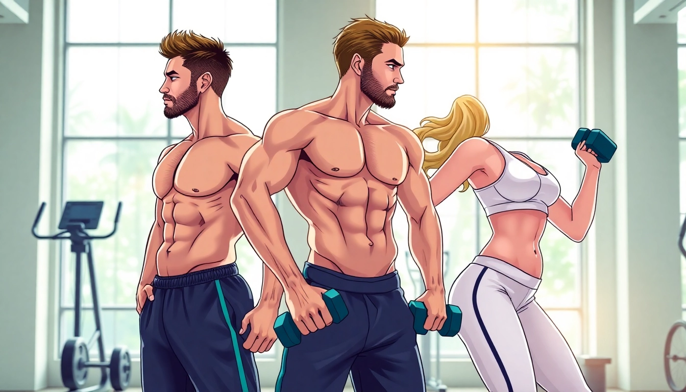 Vorher-Nachher Vergleich der körperlichen Fitness mit testo vorher nachher in einem modernen Fitnessstudio.