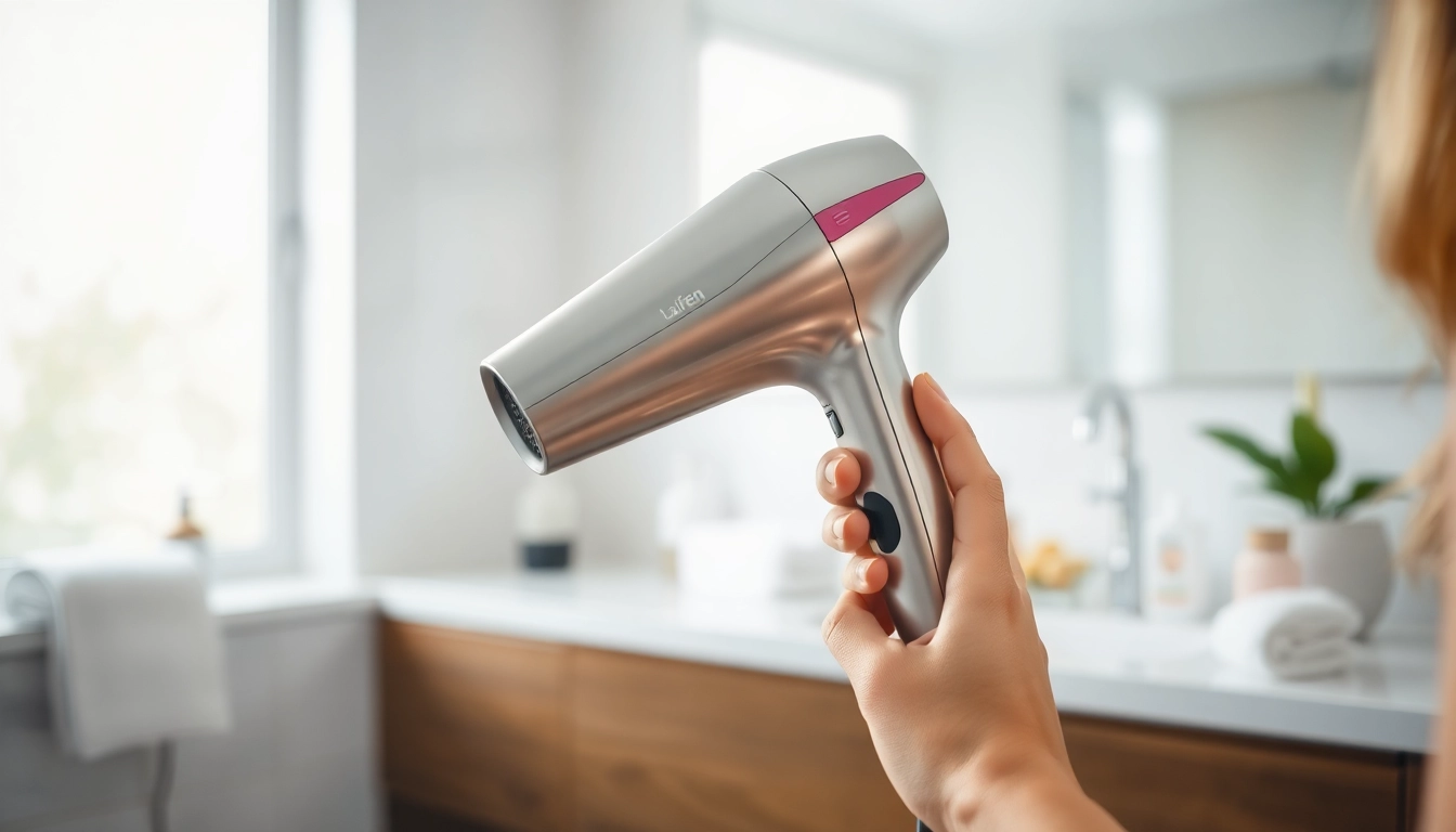 Laifen swift Haartrockner in einem eleganten Badezimmer mit modernen Akzenten.