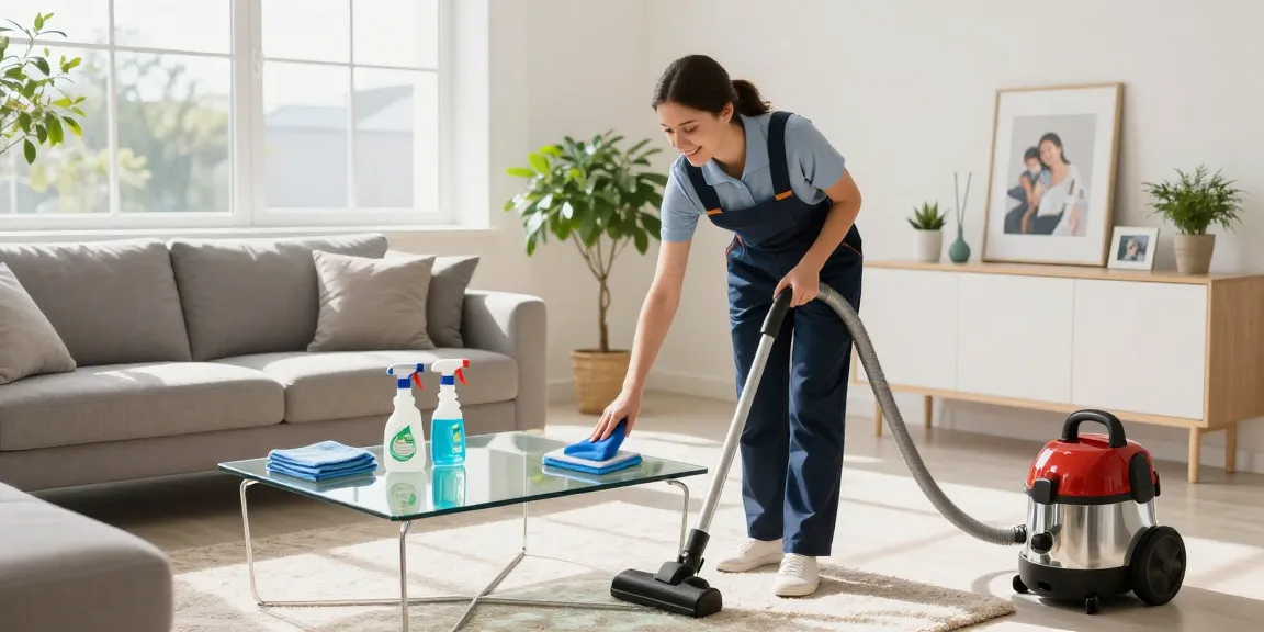 Professional cleaning service in action at home by putzinstitut bern, showcasing a sparkling clean living room.