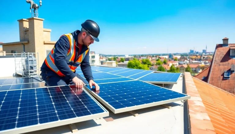 Installation von PV anlagen wien auf einem modernen Wohngebäude.