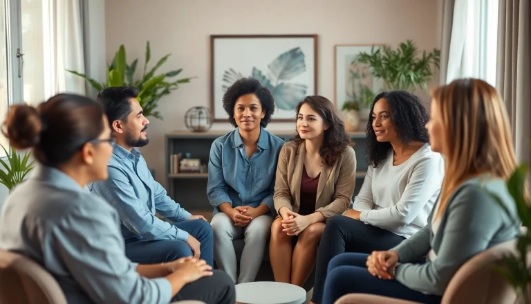 Engaging group therapy session to promote mental health awareness among diverse individuals.