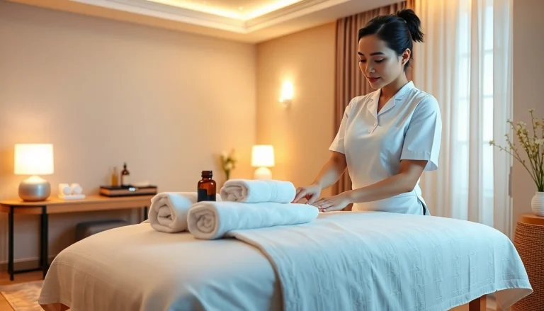 고요한 호텔 객실에서 진행되는 평택출장마사지 서비스, 세션 준비를 하는 젊은 치료사를 보여주는 모습