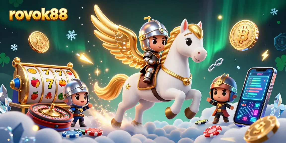 Experience thrilling gameplay with rokok88 as a celestial horse gallops through a vibrant casino scene.