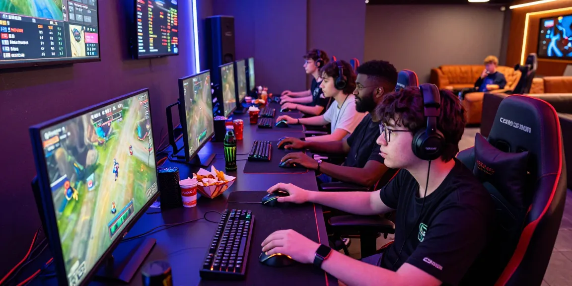 FAFA 828 gaming lounge with intense eSports action and vibrant atmosphere